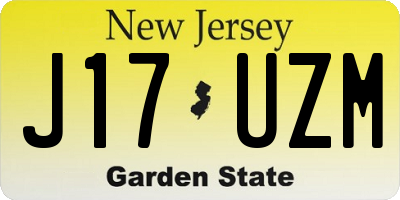 NJ license plate J17UZM