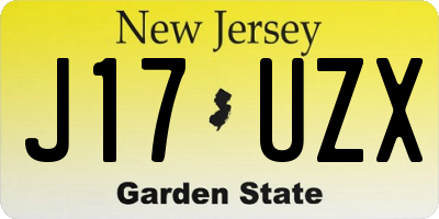 NJ license plate J17UZX