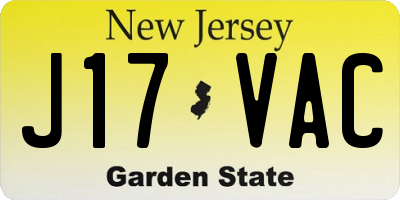 NJ license plate J17VAC
