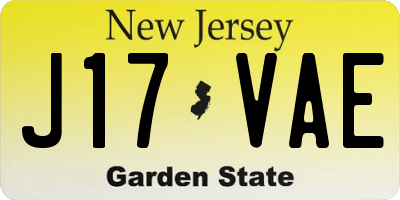 NJ license plate J17VAE