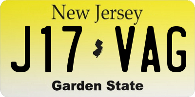 NJ license plate J17VAG