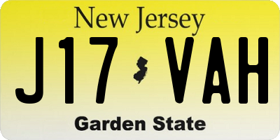 NJ license plate J17VAH