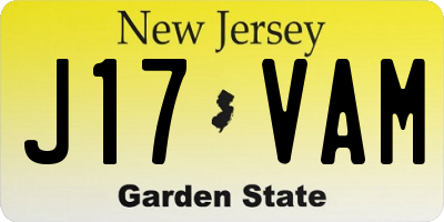NJ license plate J17VAM