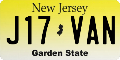 NJ license plate J17VAN