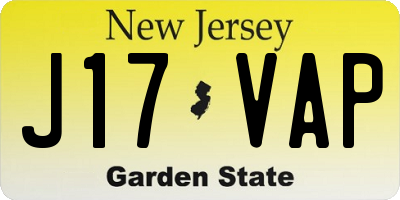 NJ license plate J17VAP