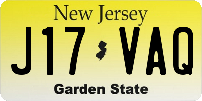 NJ license plate J17VAQ