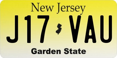 NJ license plate J17VAU