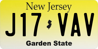 NJ license plate J17VAV