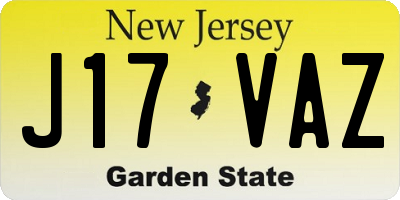 NJ license plate J17VAZ