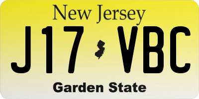 NJ license plate J17VBC
