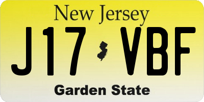 NJ license plate J17VBF