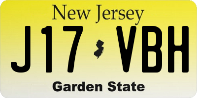 NJ license plate J17VBH