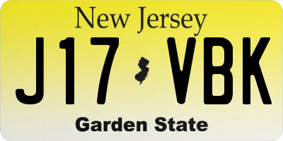 NJ license plate J17VBK