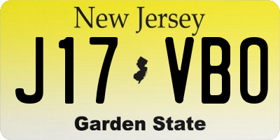 NJ license plate J17VBO
