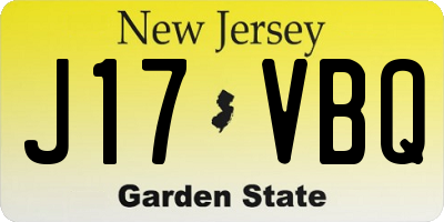 NJ license plate J17VBQ
