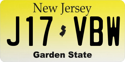 NJ license plate J17VBW
