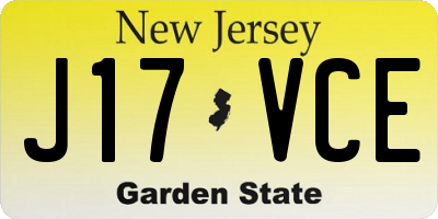 NJ license plate J17VCE