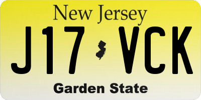NJ license plate J17VCK