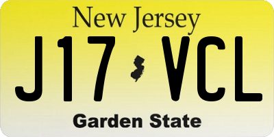 NJ license plate J17VCL