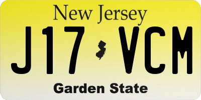 NJ license plate J17VCM