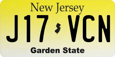 NJ license plate J17VCN