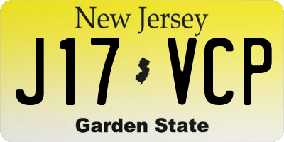 NJ license plate J17VCP