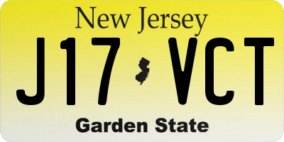 NJ license plate J17VCT
