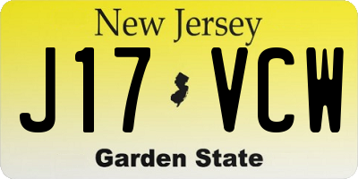 NJ license plate J17VCW