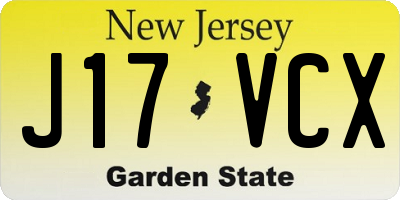 NJ license plate J17VCX