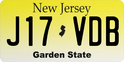 NJ license plate J17VDB