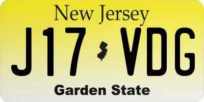 NJ license plate J17VDG