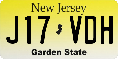 NJ license plate J17VDH