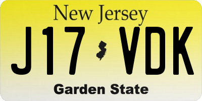 NJ license plate J17VDK