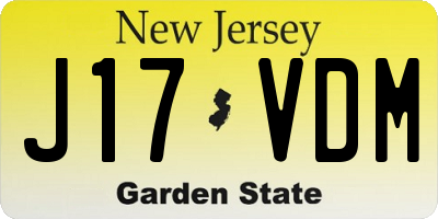 NJ license plate J17VDM