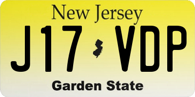 NJ license plate J17VDP