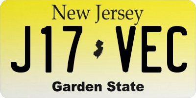NJ license plate J17VEC