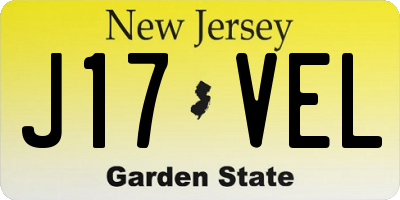 NJ license plate J17VEL