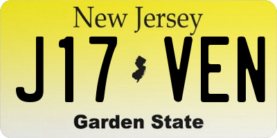 NJ license plate J17VEN