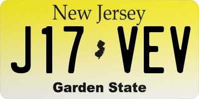 NJ license plate J17VEV