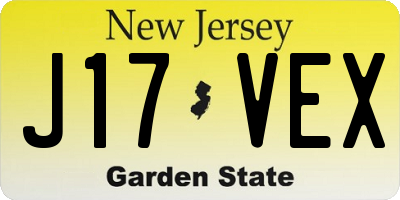 NJ license plate J17VEX