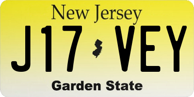 NJ license plate J17VEY