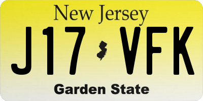NJ license plate J17VFK