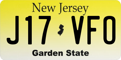 NJ license plate J17VFO