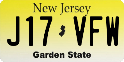 NJ license plate J17VFW