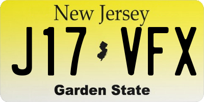 NJ license plate J17VFX
