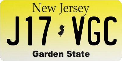 NJ license plate J17VGC