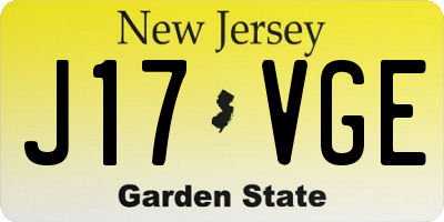 NJ license plate J17VGE