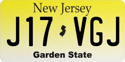 NJ license plate J17VGJ