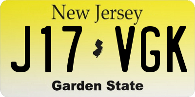 NJ license plate J17VGK