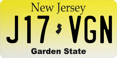 NJ license plate J17VGN